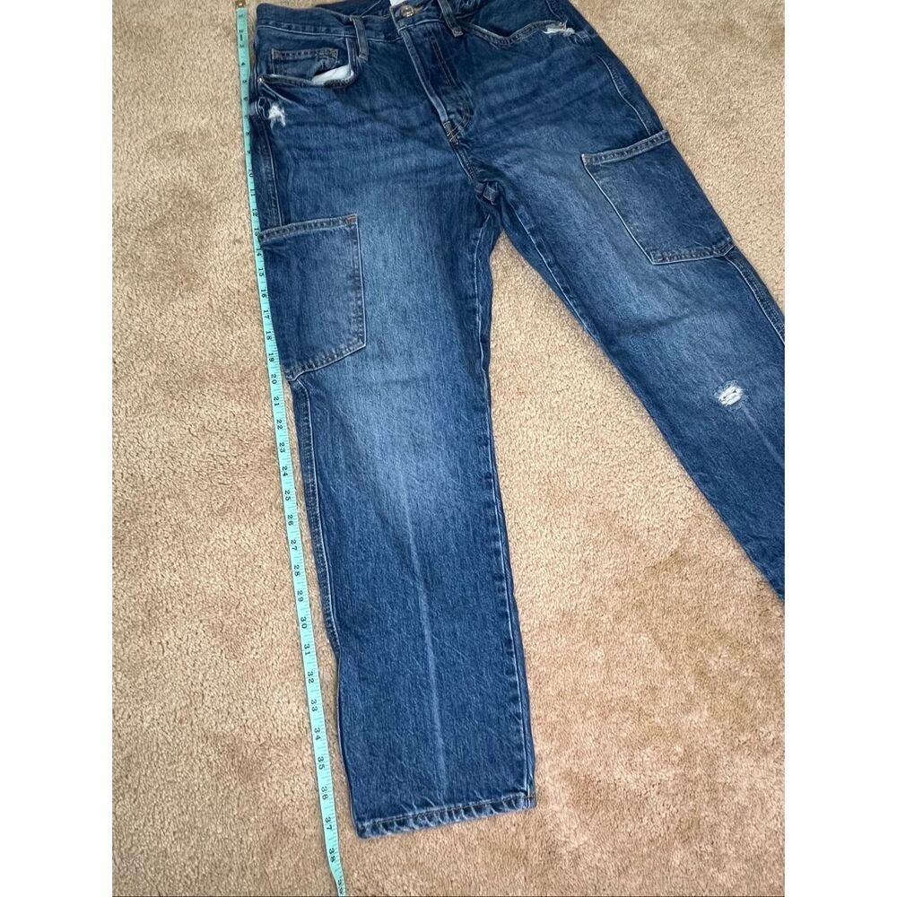 FRAME Le Original Jeans Size 28 High Rise Straight Utility Carpenter Blue Denim - Picture 6 of 9